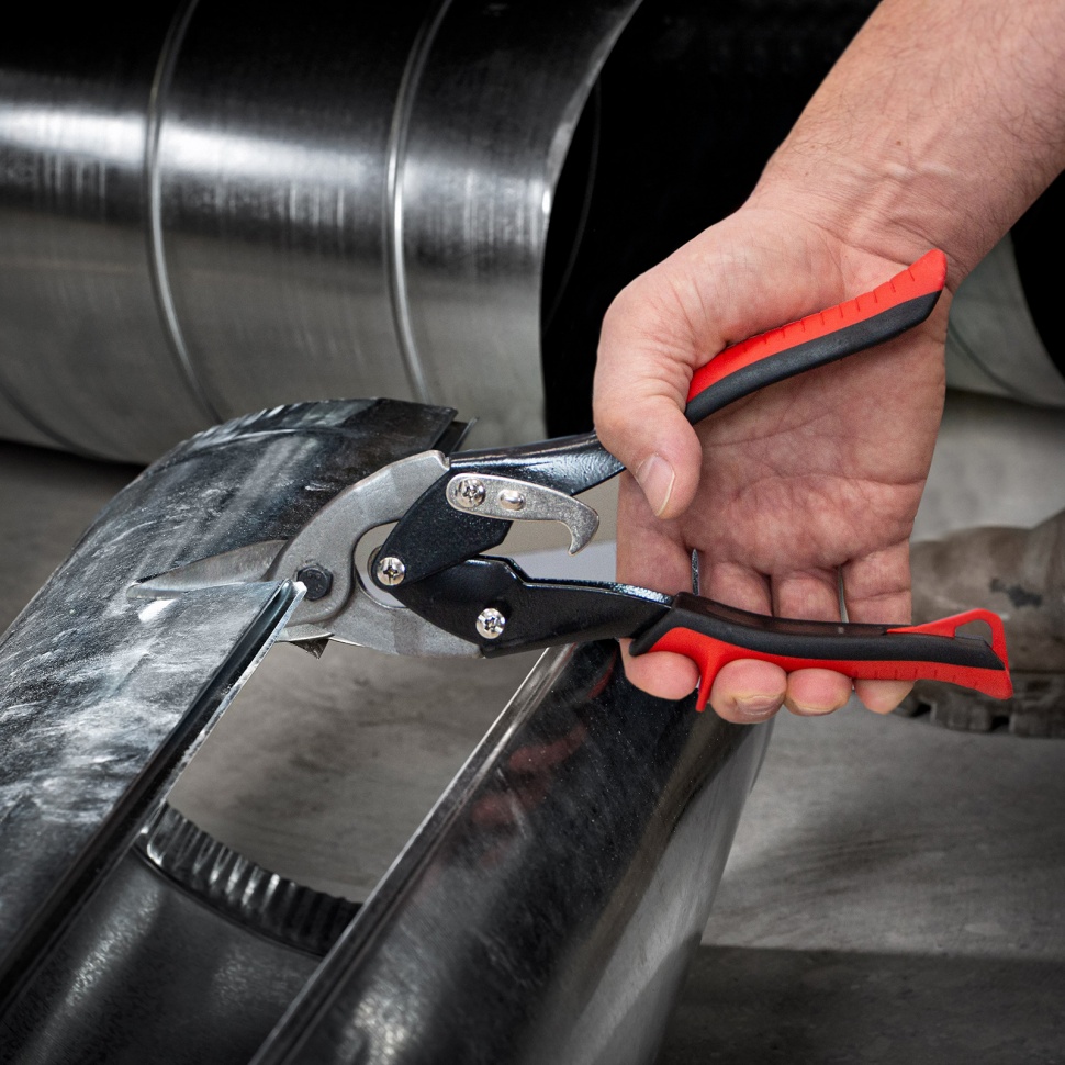 Ножницы по металлу, 250 мм, пряморежущие, для тонкого металла, обрезиненные рукоятки Matrix (78330)