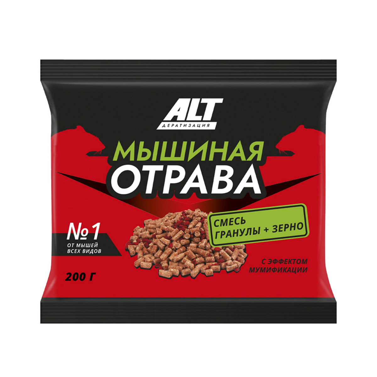 Средство от мышей "мышиная отрава №1" зерно+гранулы 200 г (1/50) "alt"