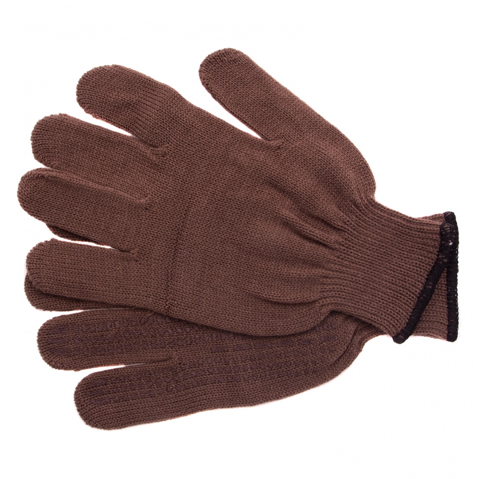 Перчатки трикотажные, акрил, ПВХ гель, "Протектор", коричневый, оверлок Сибртех (68663)