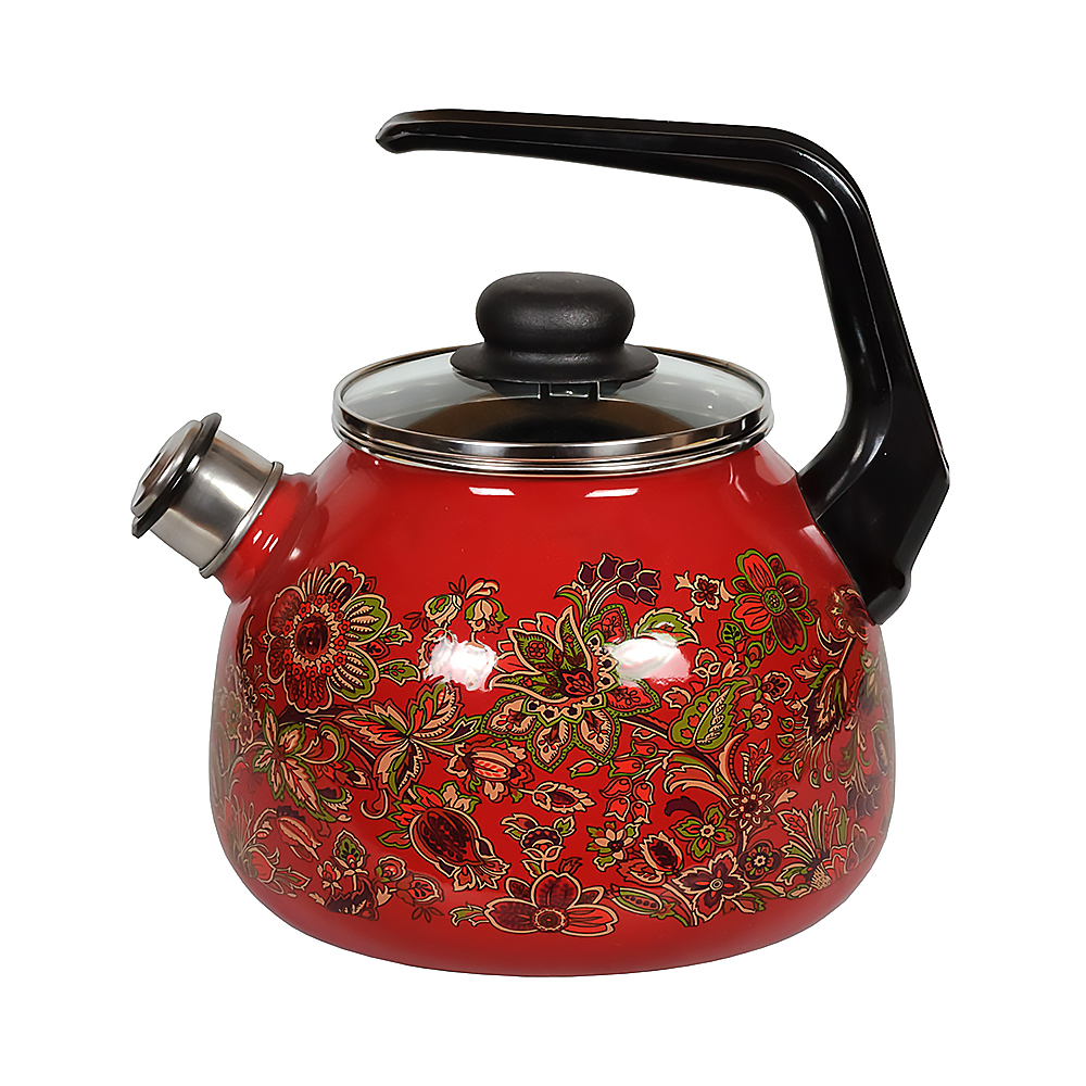 Чайник эмалиров. со свистком "imperio" вишнев. 3 л (1/4) "стальэмаль"  1rc12