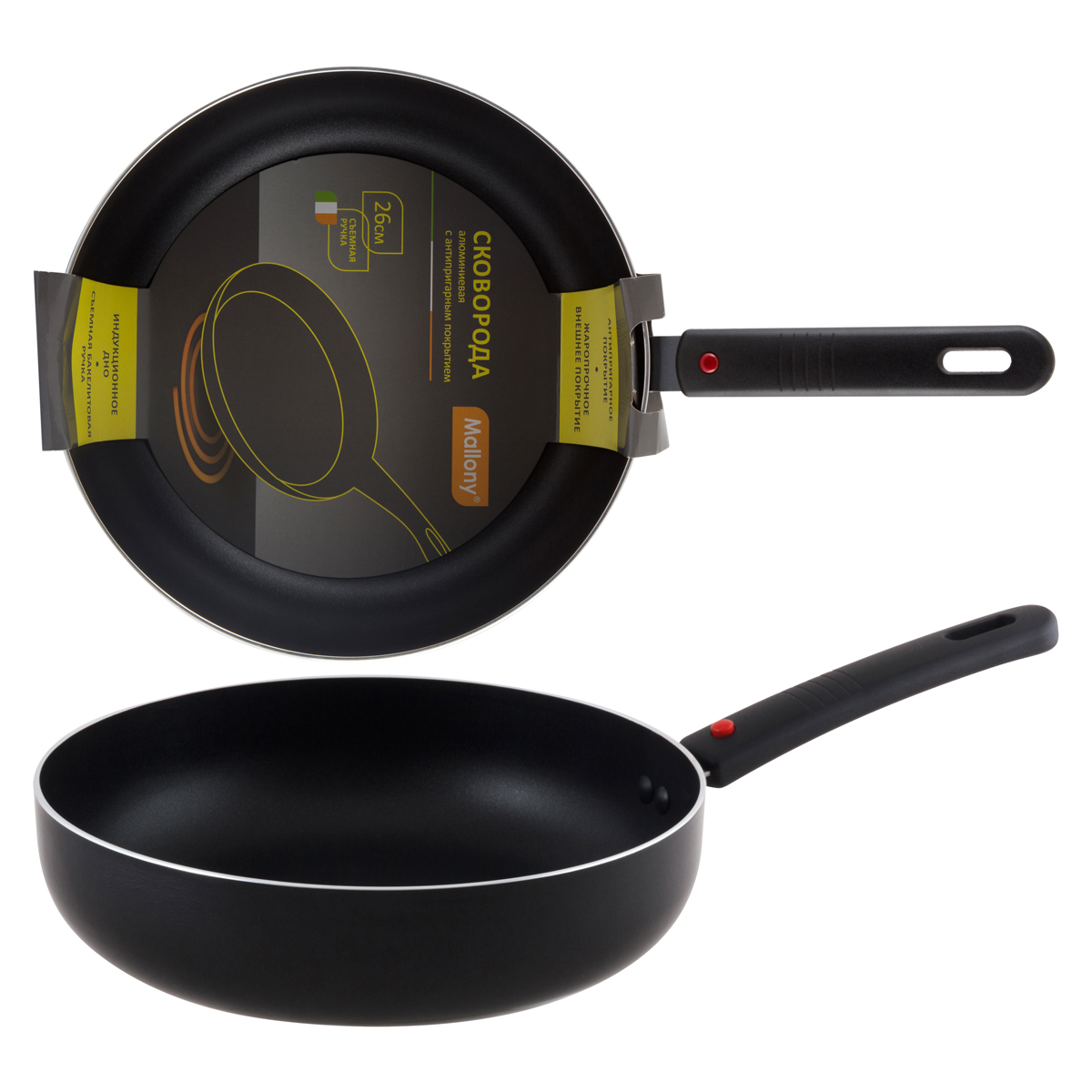 Сковорода антипригарн. "alto" 26 см, съемн. ручка (1/10) "mallony" mal-dh-26