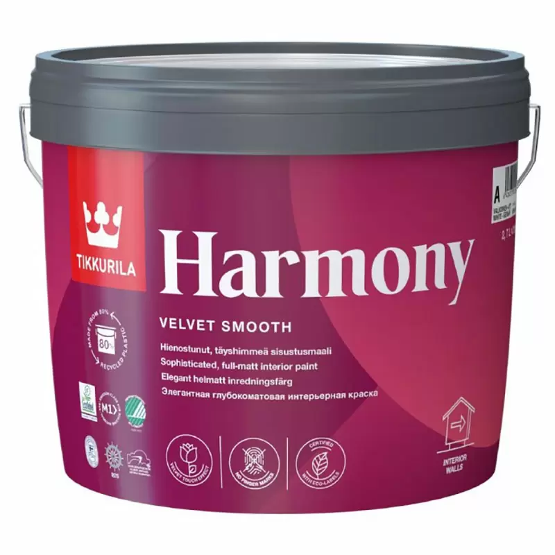 TIKKURILA HARMONY краска акрилатная, стойкая к мытью, глубокоматовая, база C (2,7л)