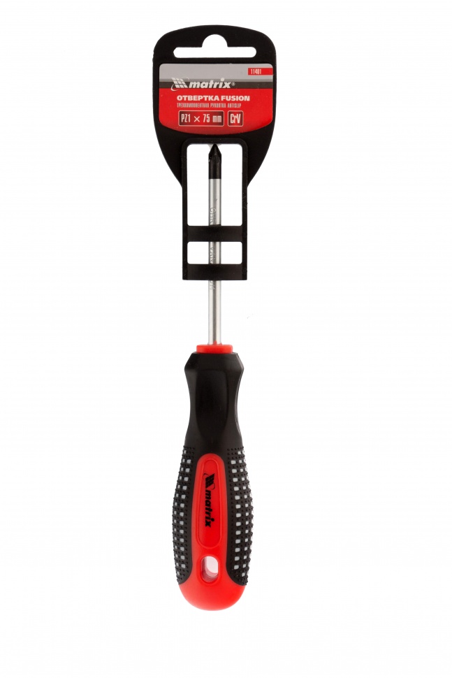 Отвертка Fusion, PZ1 x 75 мм, CrV, трехкомпонентная рукоятка "Anti slip" Matrix (11401)