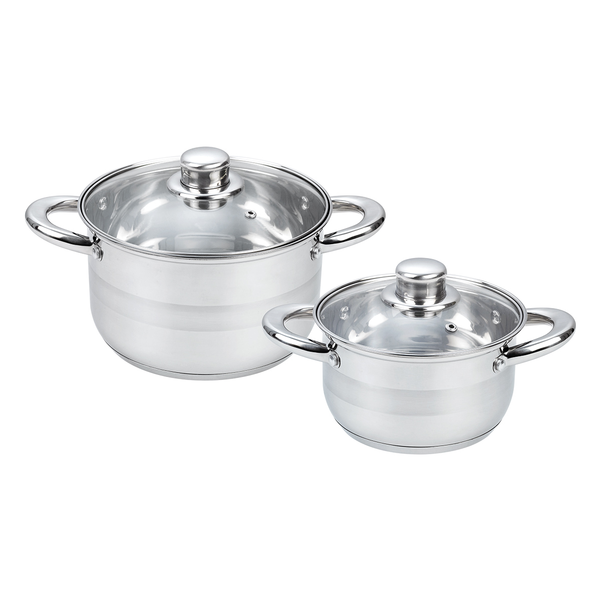 Набор кастрюль "enigma" нержав. 4 предмета (1,8+ 3,8 л+ стекл. крышки) (1/4) "mallony"