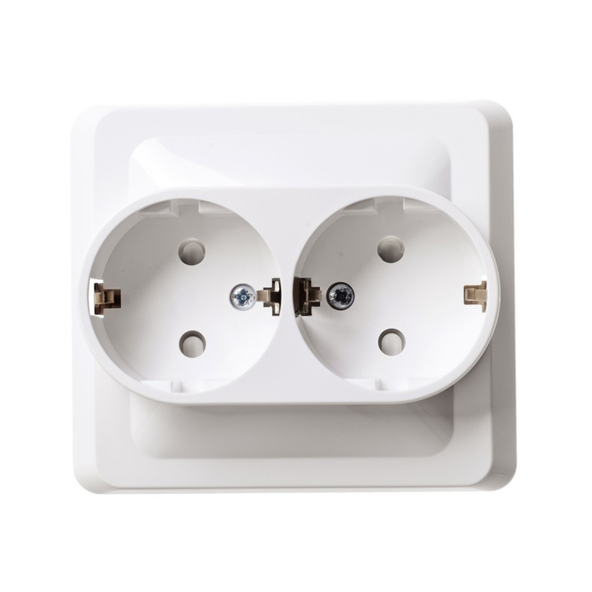 Розетка "этюд" 2-х местн. с заземл, с шторками 16а, белый (1/15/90) "schneider"