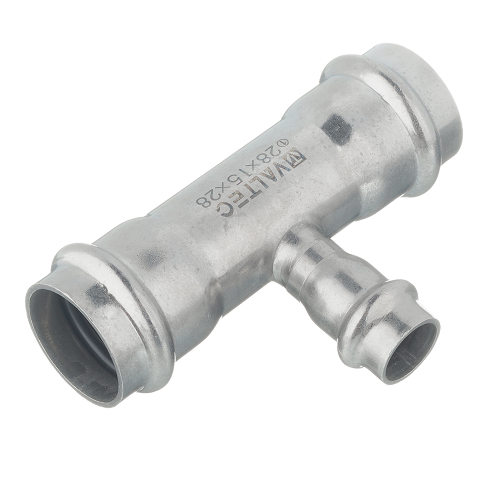 Тройник пресс 28 x 15 x 28 мм нержавеющая сталь VALTEC