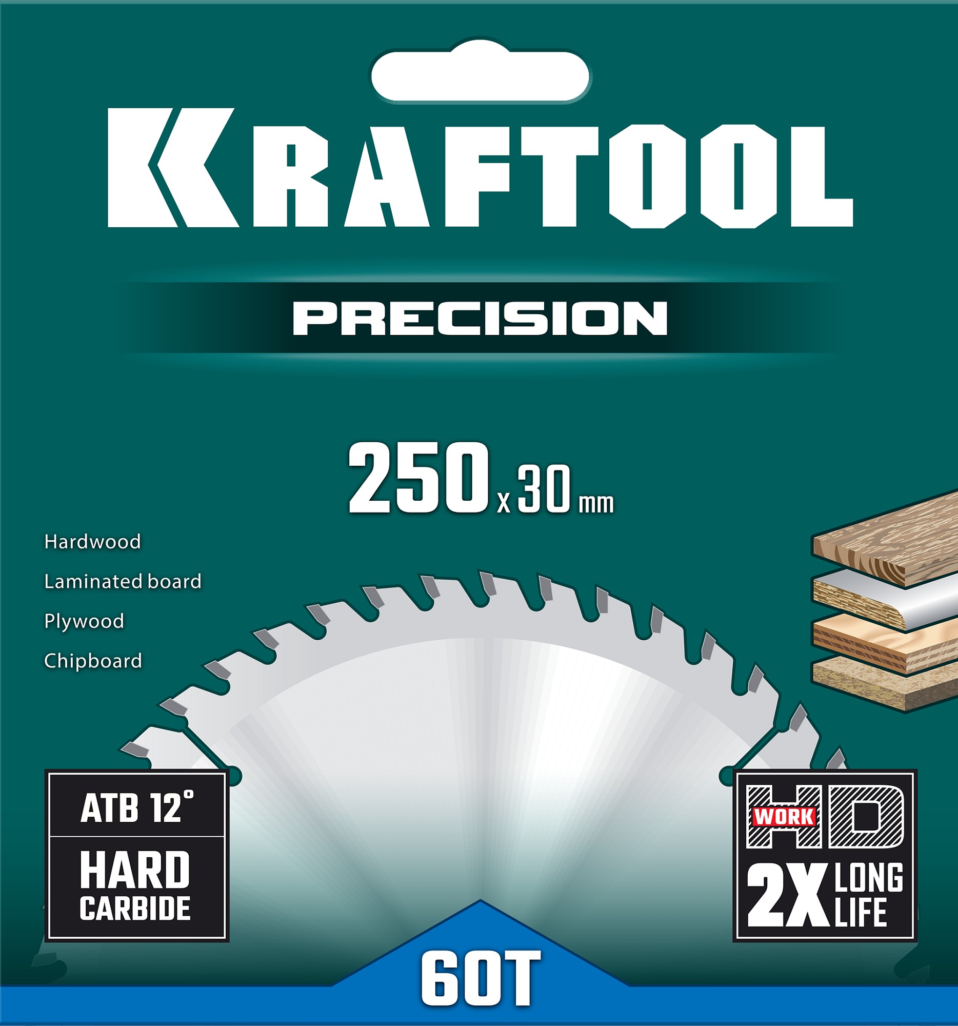 KRAFTOOL Precision, 250 х 30 мм, 60Т, пильный диск по дереву (36952-250-30)