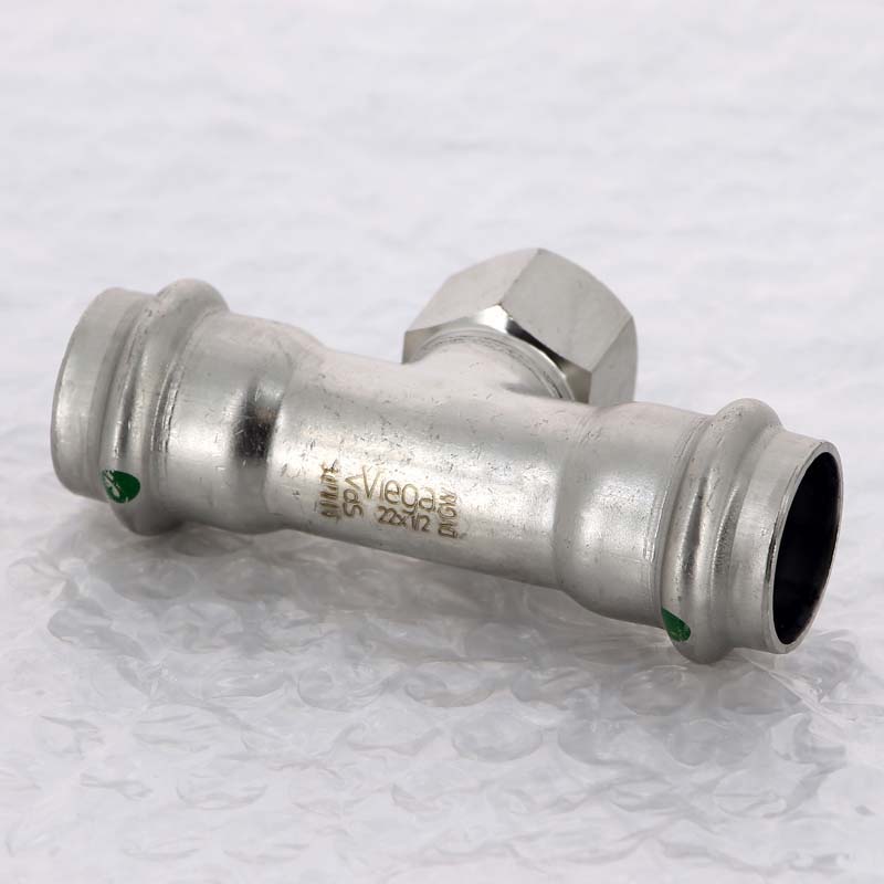 Тройник пресс-В 22х1/2"х22 нержавеющая сталь Sanpress Inox VIEGA