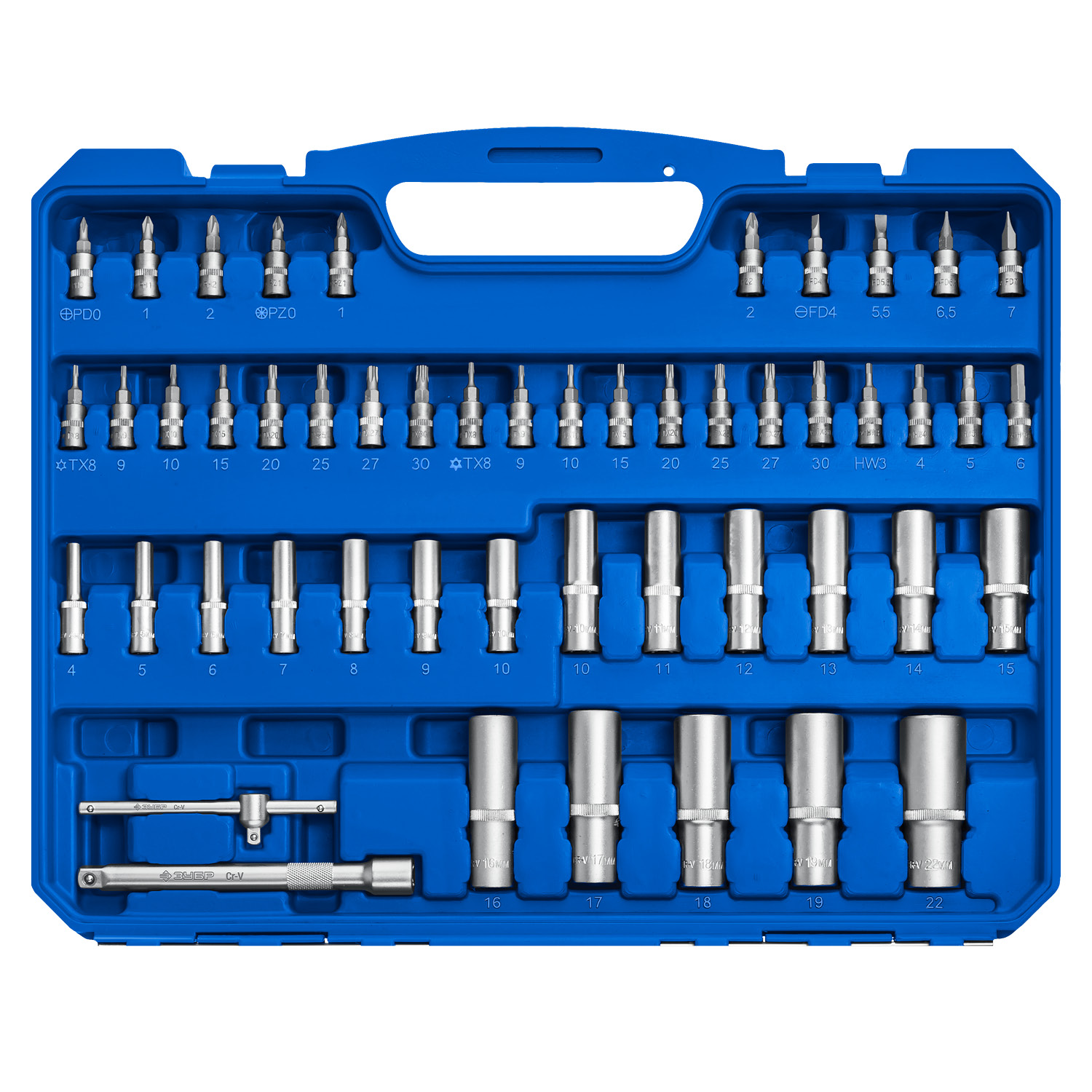 ЗУБР А-150, 150 предм., (1/2″+ 3/8″+ 1/4″), универсальный набор инструмента, Профессионал (27637-H150)