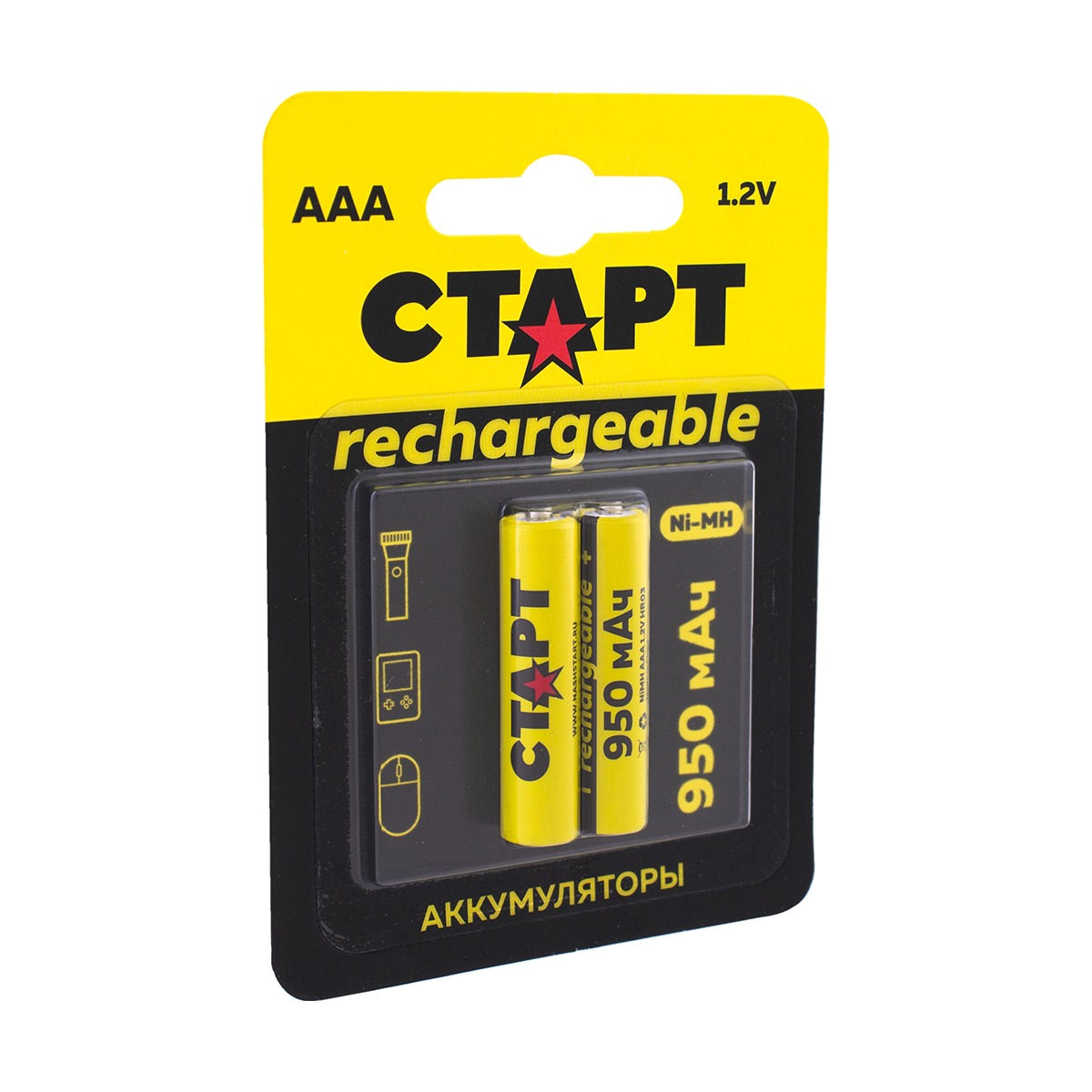 Аккумулятор "старт" hr03 aaa nimh-bl2  тип ааа, 950 мач (2 шт. в блистере) (10/100)