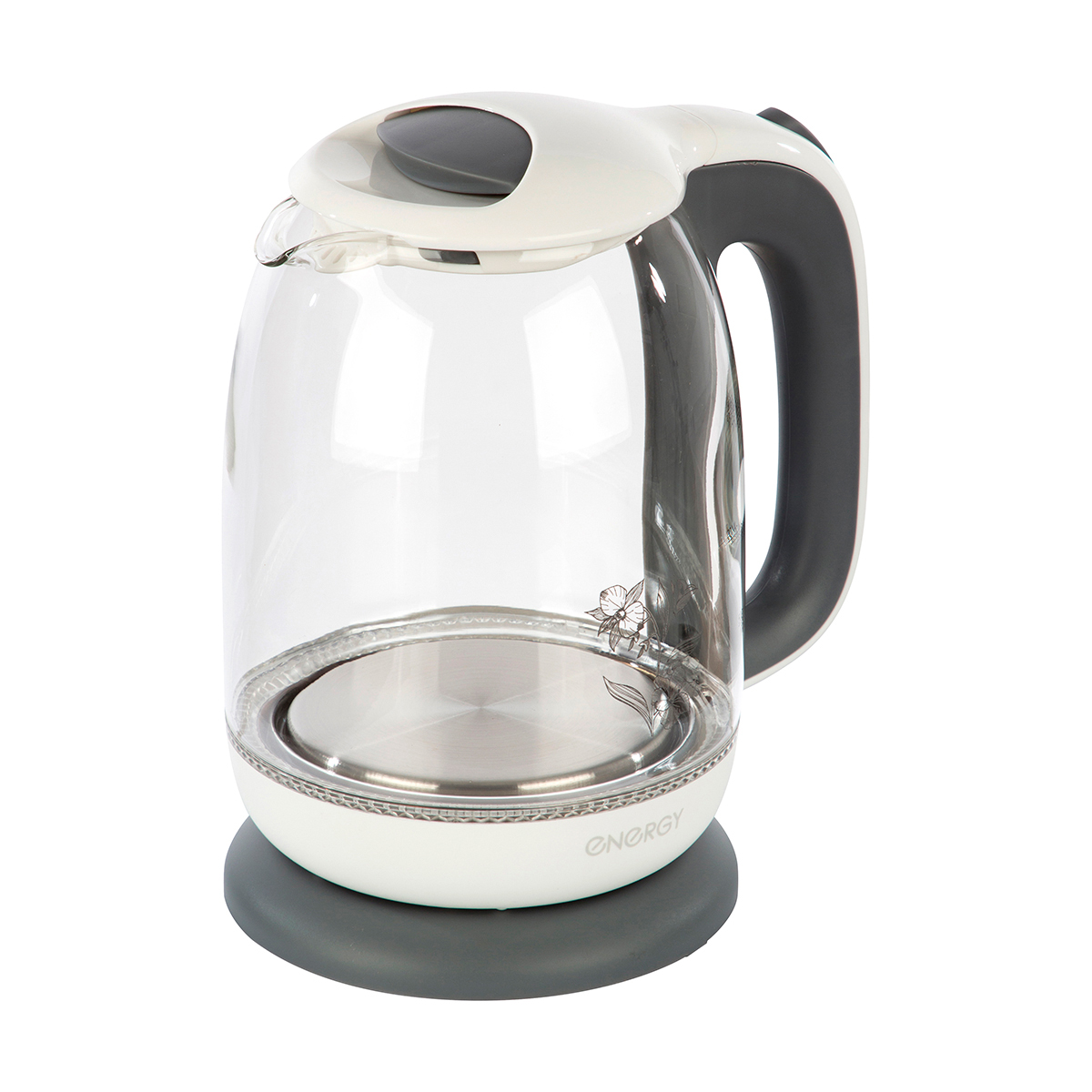 Чайник электр. "energy" e-281 1,7 л (1/6) стекло, пластик (серый)
