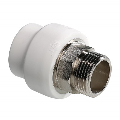 Муфта под ключ 50 х 1"1/2 (НР) полипропилен PP-R VALTEC белая