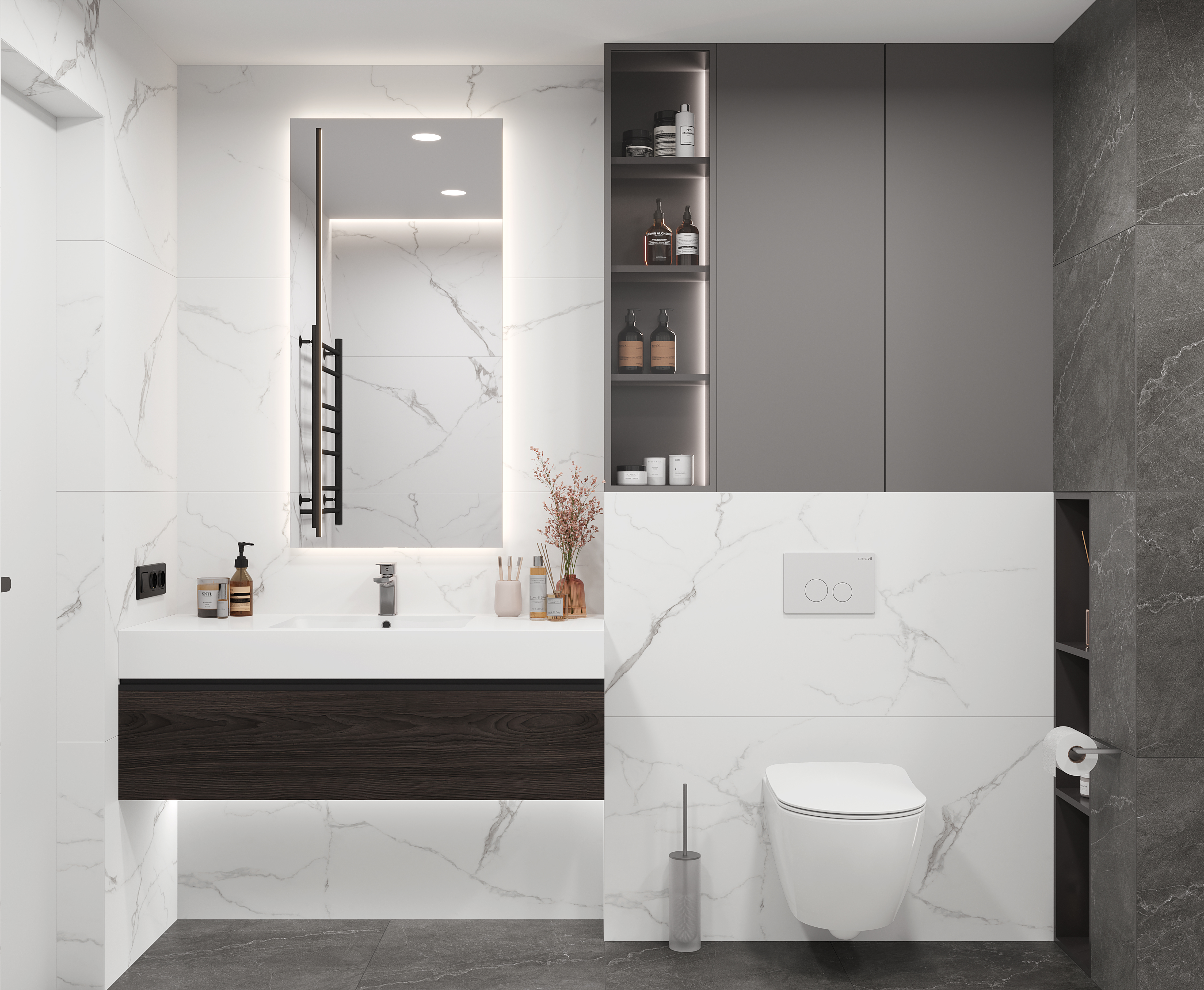 Mars grey керамогранит белый матовый карвинг 60x120