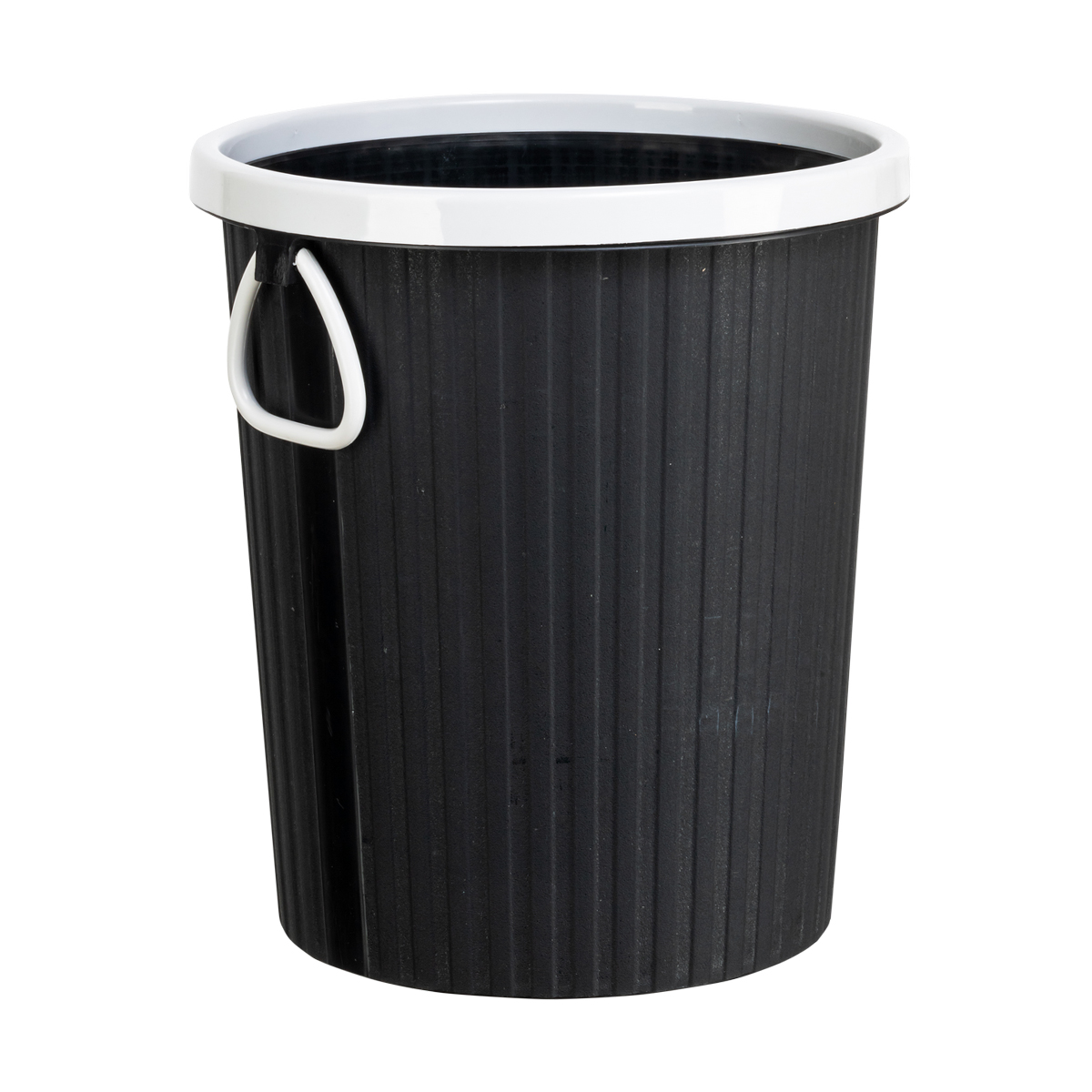 Бак пласт. для мусора 10 л круглый с ручками (черный/серый) (1/60) "happi dome" hdb-036-10