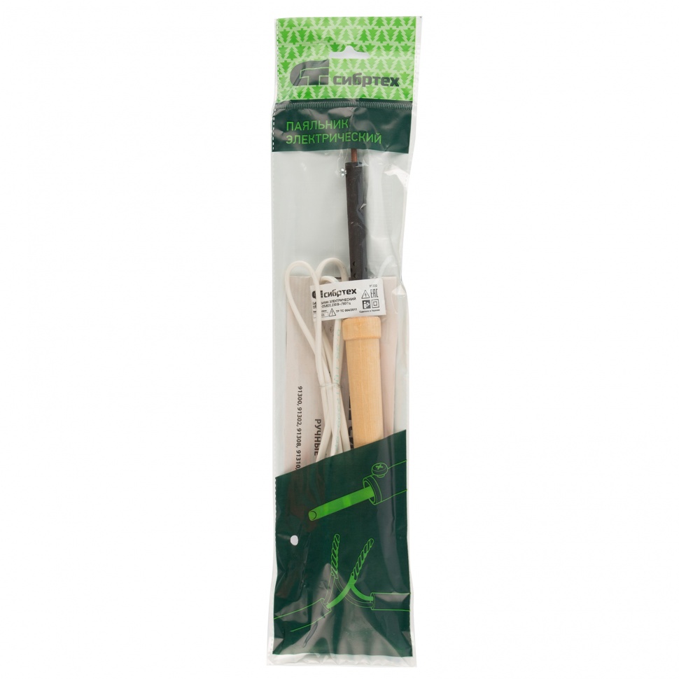 Паяльник электрический ЭПСН-25/220, деревянная ручка, Сибртех (91300)