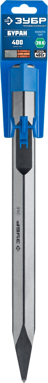 ЗУБР БУРАН, 400 мм, HEX 28, пикообразное зубило (29341-00-400)
