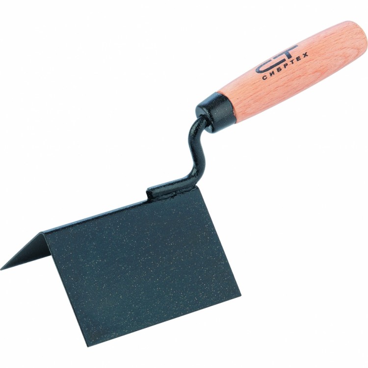 Кельма угловая, 110 х 75 х 75 мм, стальная, для внешних углов, буковая ручка Сибртех (86313)