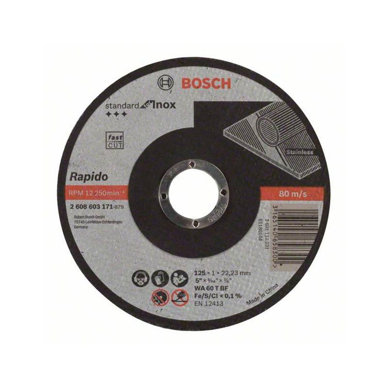 Круг отрезной по нерж.стали "standard for inox" 125 x 1,0 х 22,2 мм (1) "bosch" 2608603171