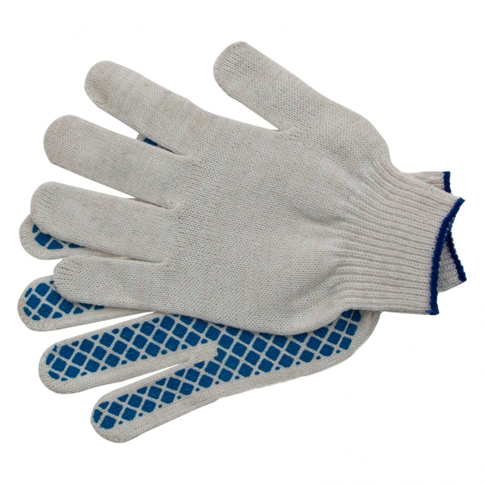 Перчатки х/б, ПВХ покрытие, "Шахматный облив", 10 класс (67713)