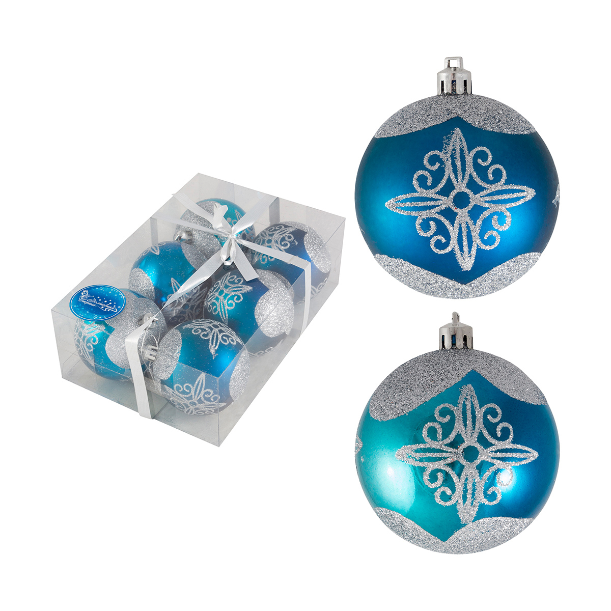 Шары новогодние hv7006-1274a04 набор 6 шт. d - 7 см, голубой (1/24/48) "волшебная страна"