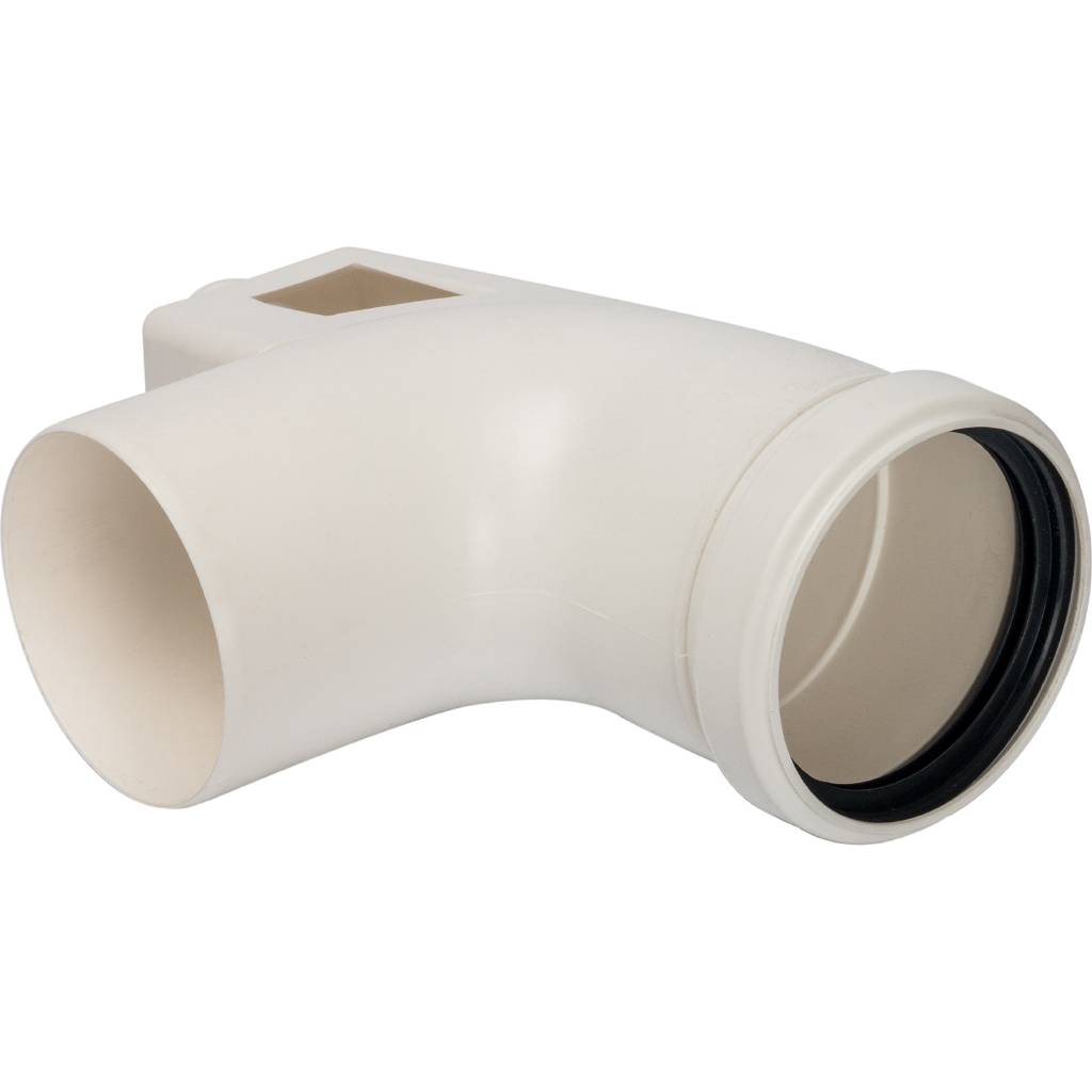 Угол 87° D=80 мм для конденсационных котлов, с кронштейном, PP-FE STOUT