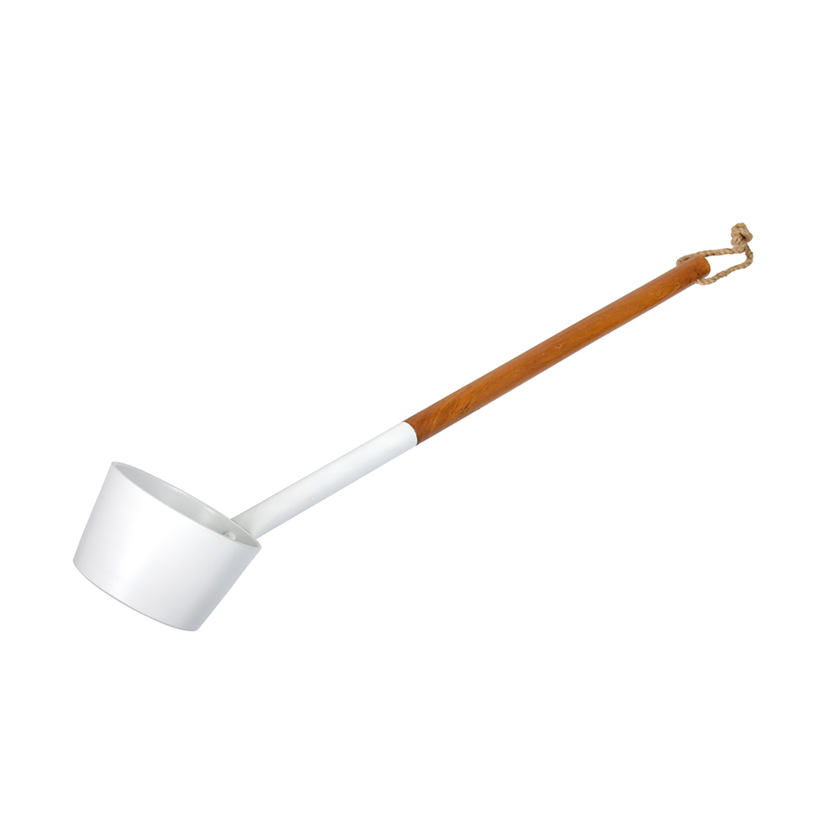 Ковш для бани и сауны алюмин. 0,2 л,  ручка 47 см дерев. (белый) (1/4) "банные штучки" 41289