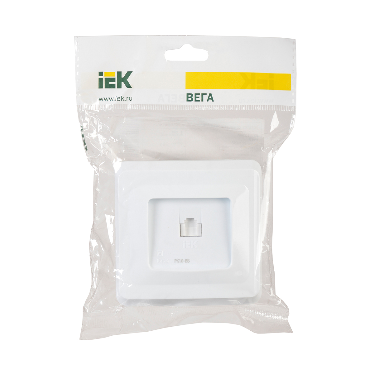 Розетка компьютерная "вега" 1 местн. рк10-вб, rj45 cat5e, белый (1/50/200) "iek"
