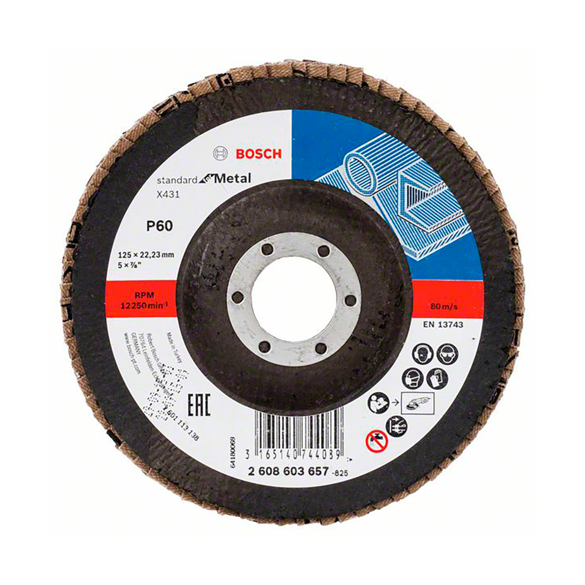 Круг лепестковый "standard for metal" для ушм 125 х 22,2 мм, k60 (1) "bosch" 2608603657