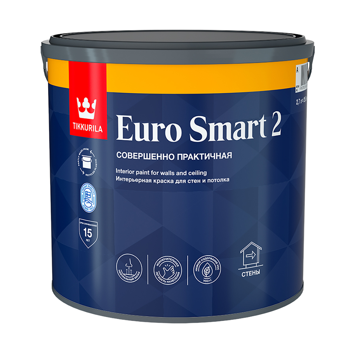 Краска "euro smart-2"  2,7 л (1)  интерьерная "тиккурила"