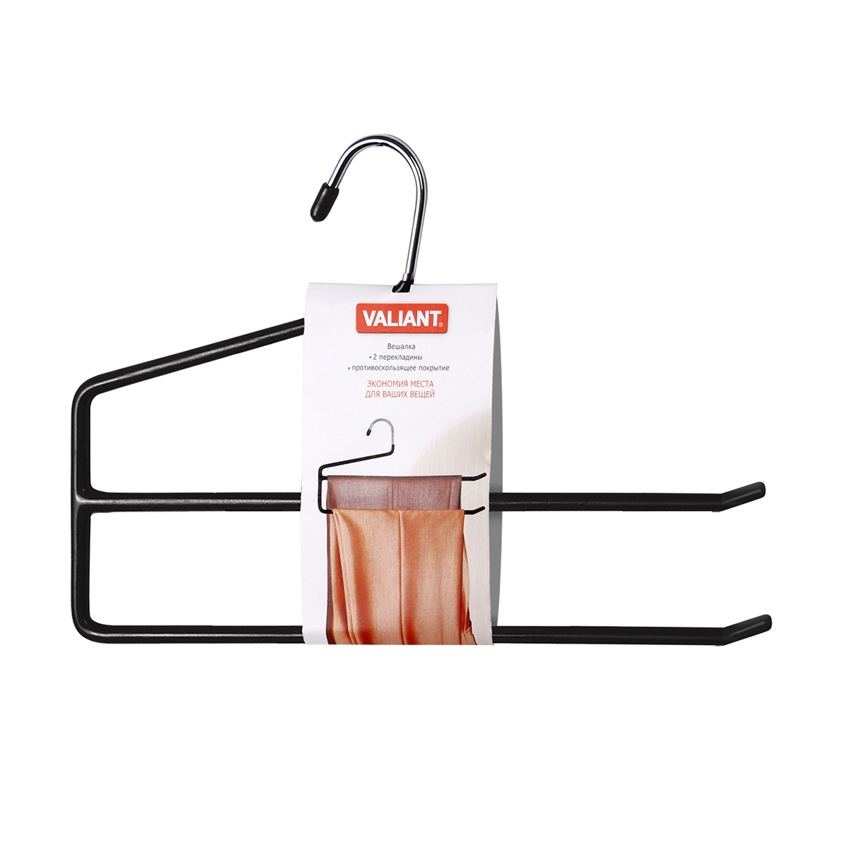 Вешалка-перекладина для брюк 2-х уровневая с противоскольз. покрытием (1/40) "valiant" 181001