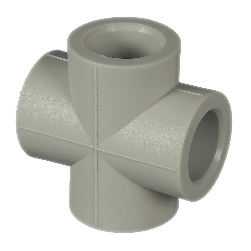 Крестовина равнопроходная 20 мм под пайку PP-R FV-PLAST серый