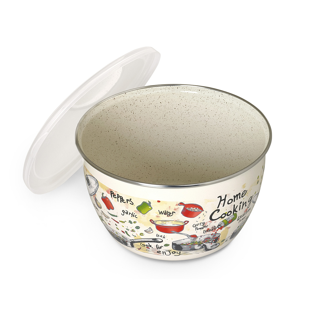 Миска эмалиров. "гурман" 2,4 л, 18 см пласт. крышка (1/4) "metrot"