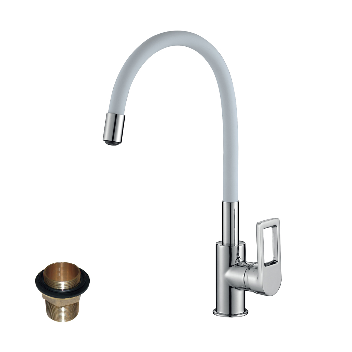 Смеситель для кухни  z35-35u-white (белый/хром) гибкий поворотн. излив (1/12) "rossinka"