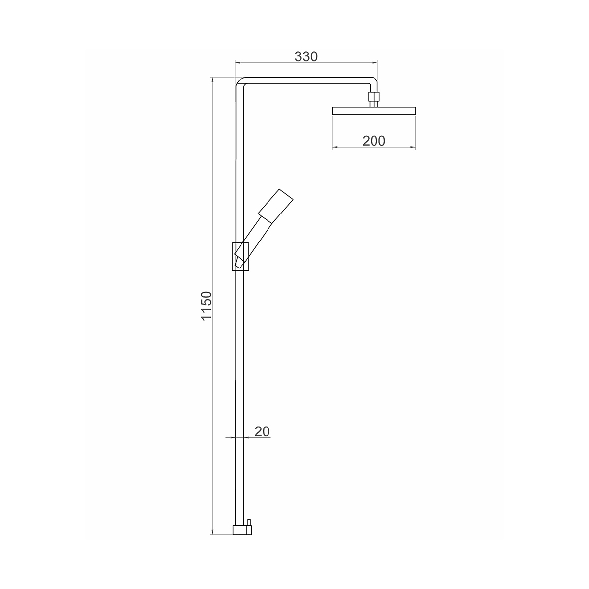 Душевой гарнитур fzs-300 (стойка, верхн. душ "тропич, дождь", держатель, лейка, шланг) (1/4) "fauzt"