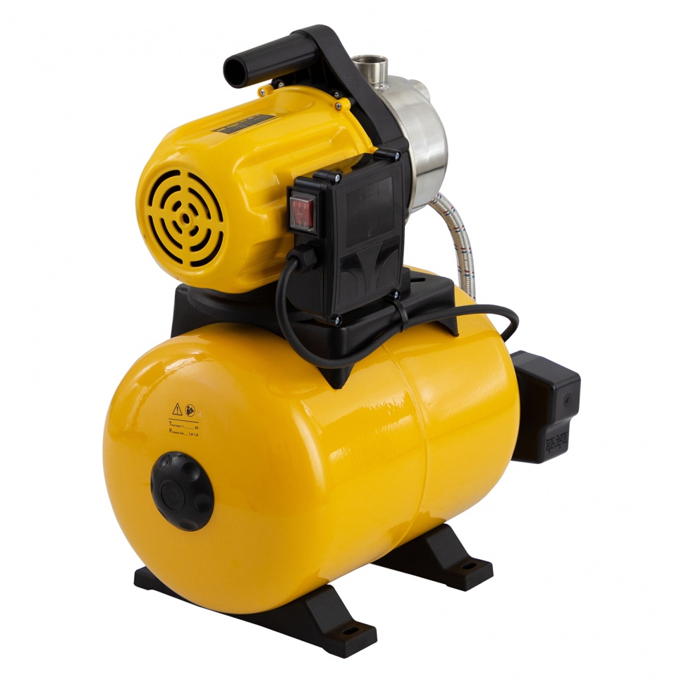 Насосная станция PS800X, 800 Вт, 3200 л/ч, ресивер 24 л, подъем 38 м, нержавейка Denzel (97210)