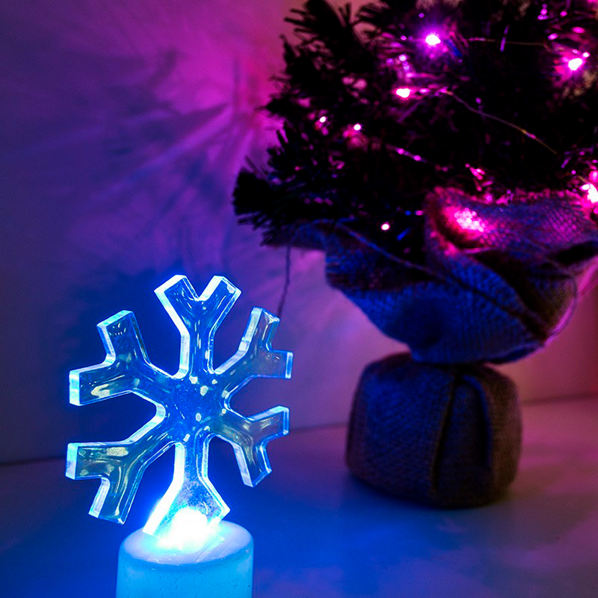 Фигурка светодиод. "снежинка" на подставке, разноцв. (1/96) "neon-night" 501-055