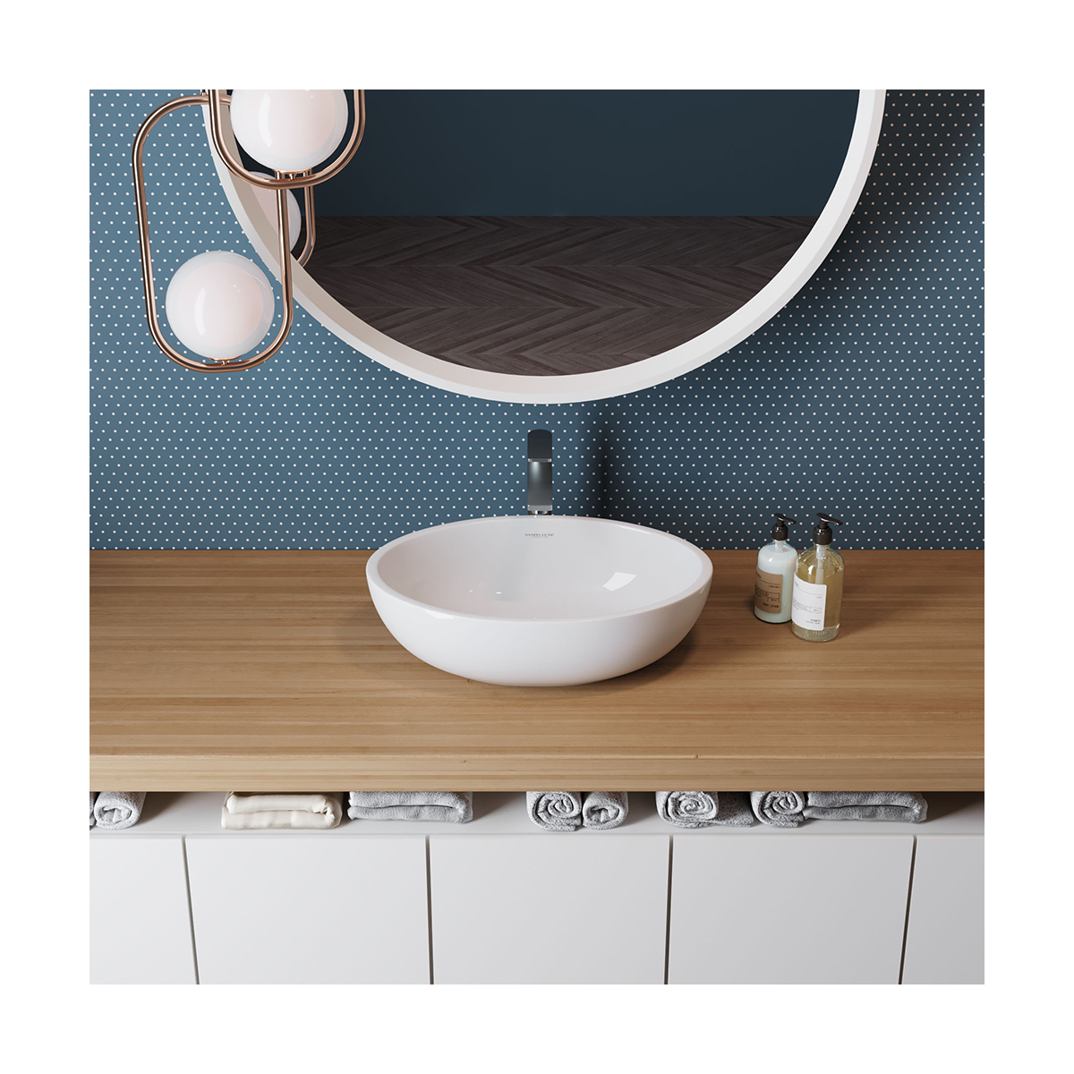 Раковина накладная "ringo 53" белая "sanita luxe"  wb.ct/ringo/53-n/wht.g/s1