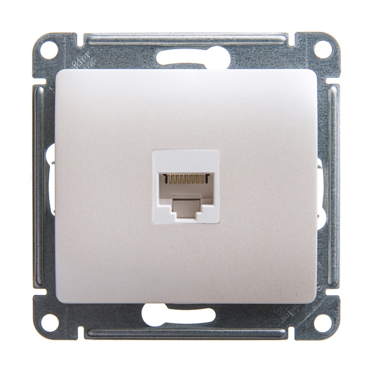 Розетка компьютерная "glossa" 1 местн. rj45 (механизм) перламутр (1/10/160) "schneider"