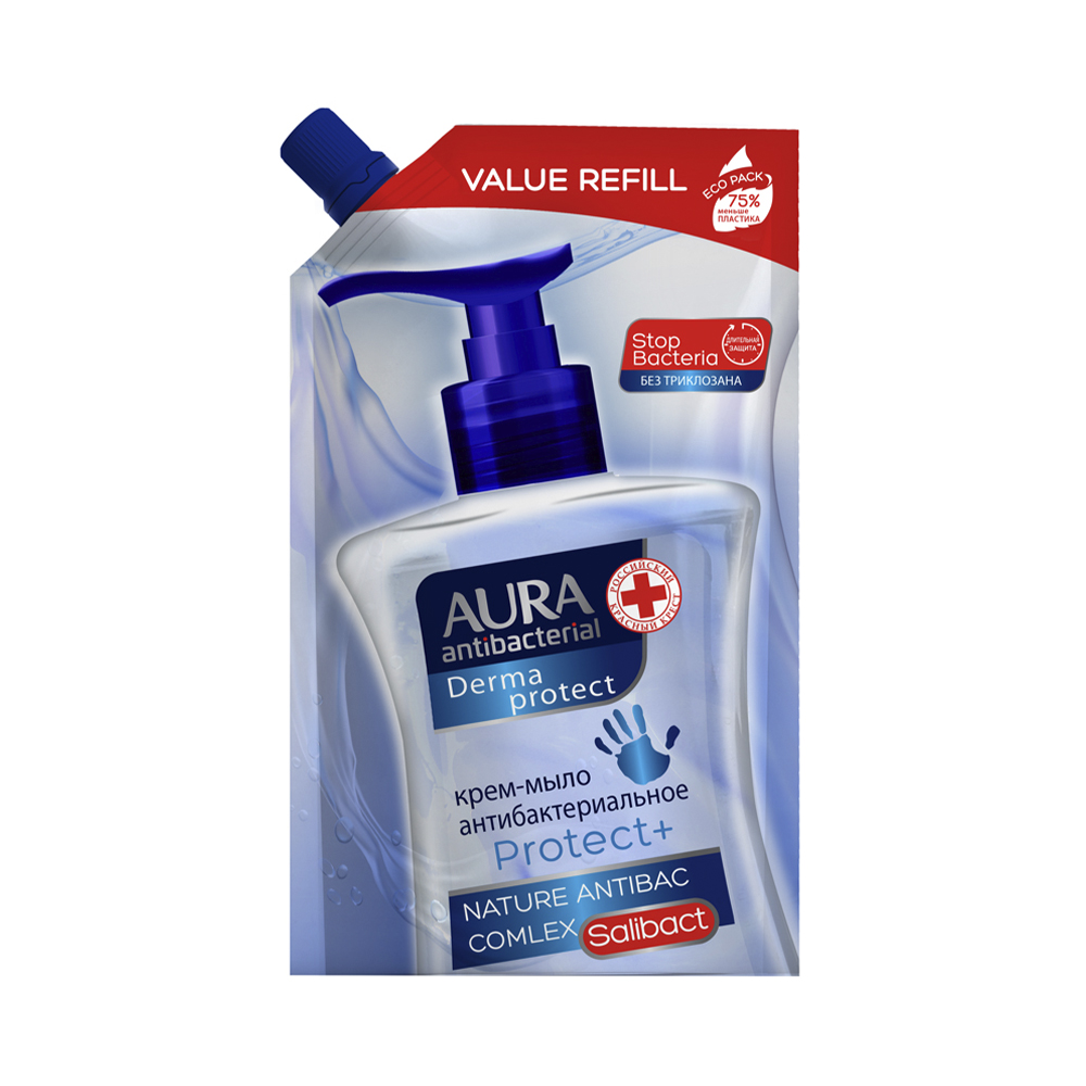 Жидкое крем-мыло антибактер. "aura"  500 мл (дой-пак) (1/12)