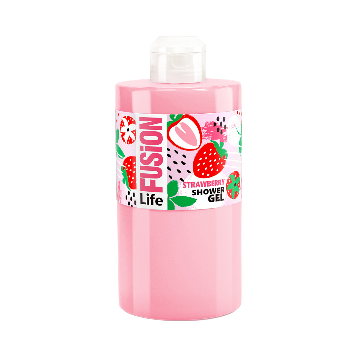 Гель для душа "клубника" 460 мл (1/8) "life fusion"