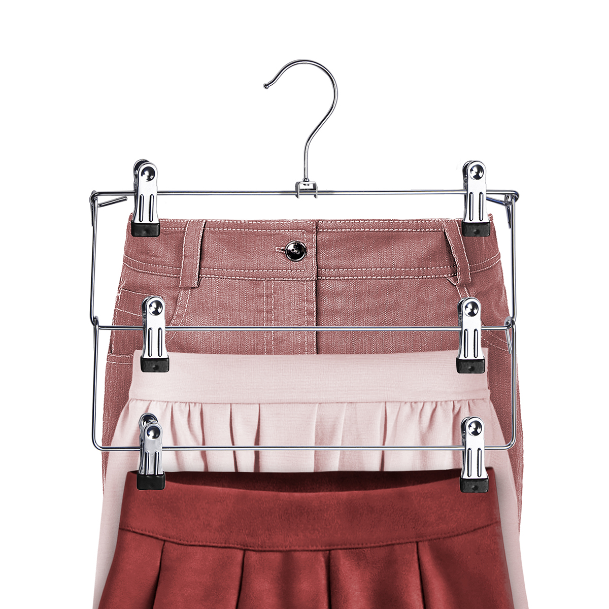 Вешалка для брюк и юбок 3-х уровневая секционная с зажимами (1/40) "valiant" 181b06