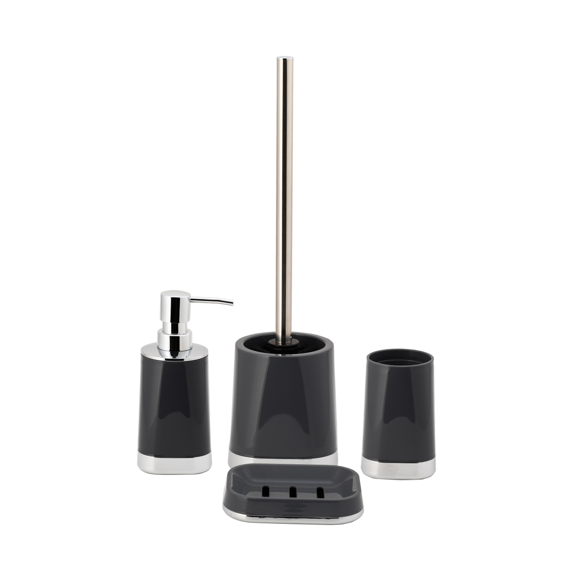 Дозатор для жидкого мыла "gloss" пласт. (темно-серый) (1/12) "аквадекор" attp-1901dg-01