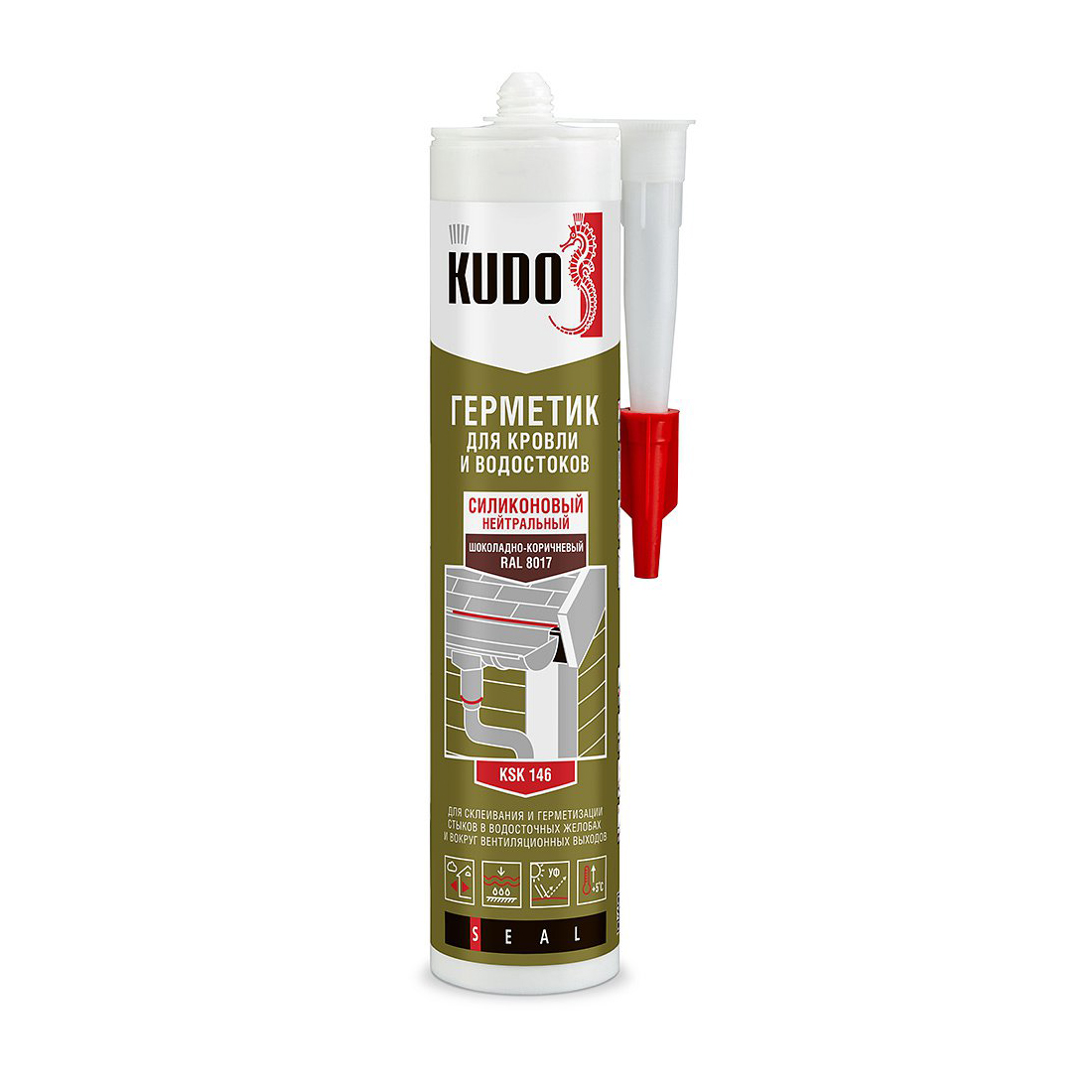 Герметик силикон. для кровли 280 мл шоколадно-коричневый (12) "kudo" ksk-146