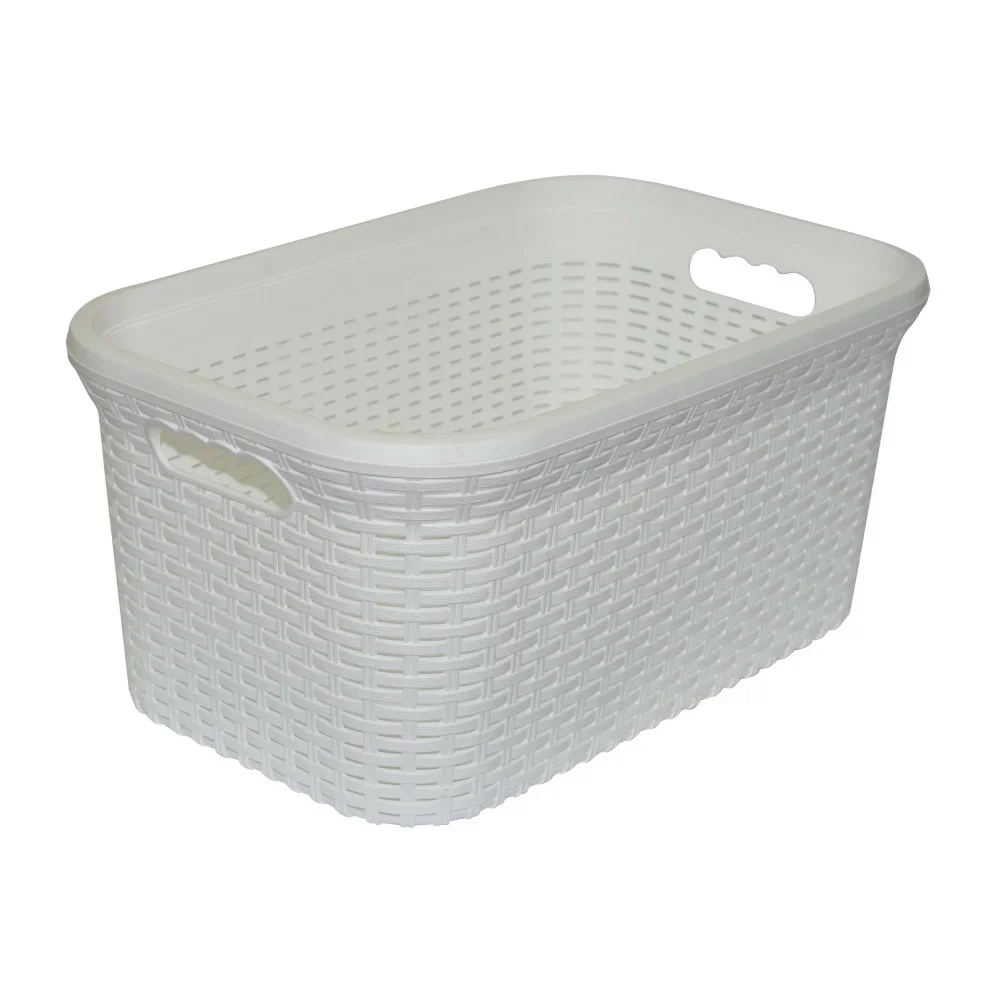Корзина прямоуг. 32 л "ротанг" (белая) (1/5) "виолет"