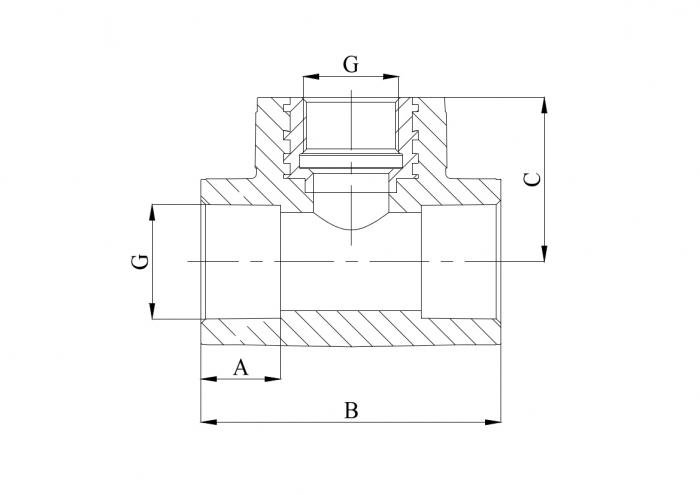 Тройник комбинированный 40 х 1/2" (ВР) ПП (PP-R100) серый HEISSKRAFT