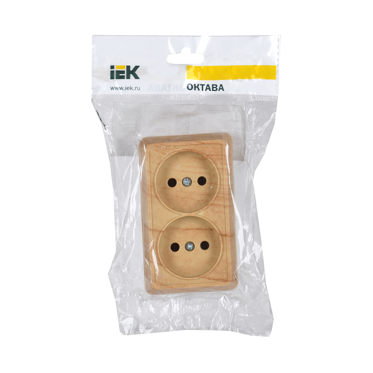Розетка открыт. уст. "октава" 2-х местн. рс22-2-ос, 10а, сосна (1/24/288) "iek"