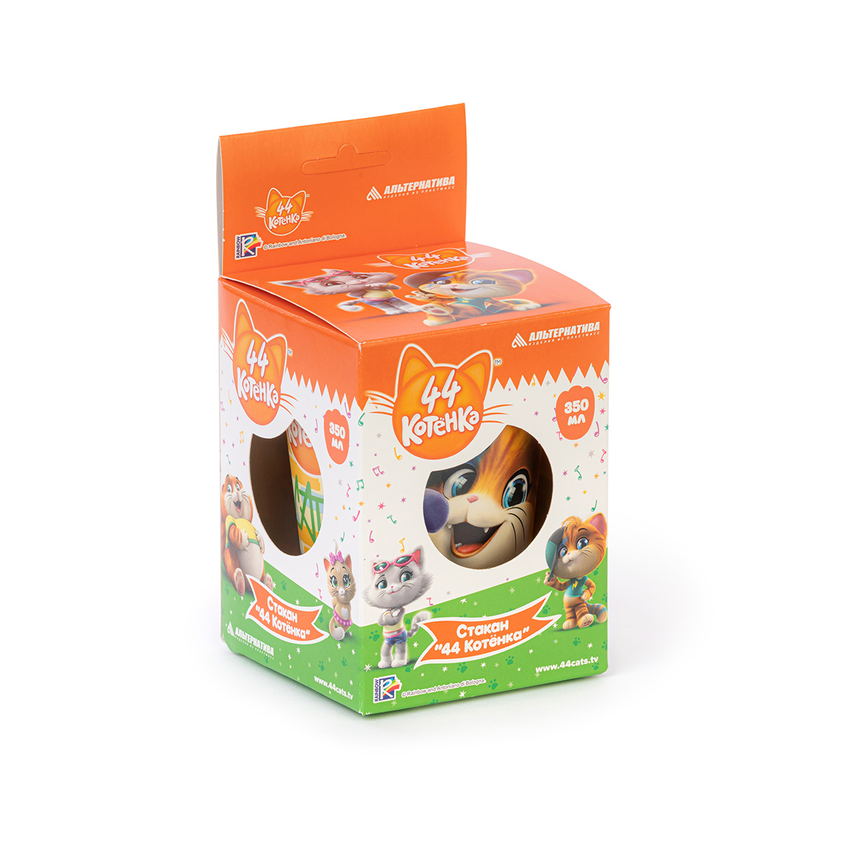 Стакан пласт. "44 котёнка" 0,35 л (1/24) "альтернатива"  м7654