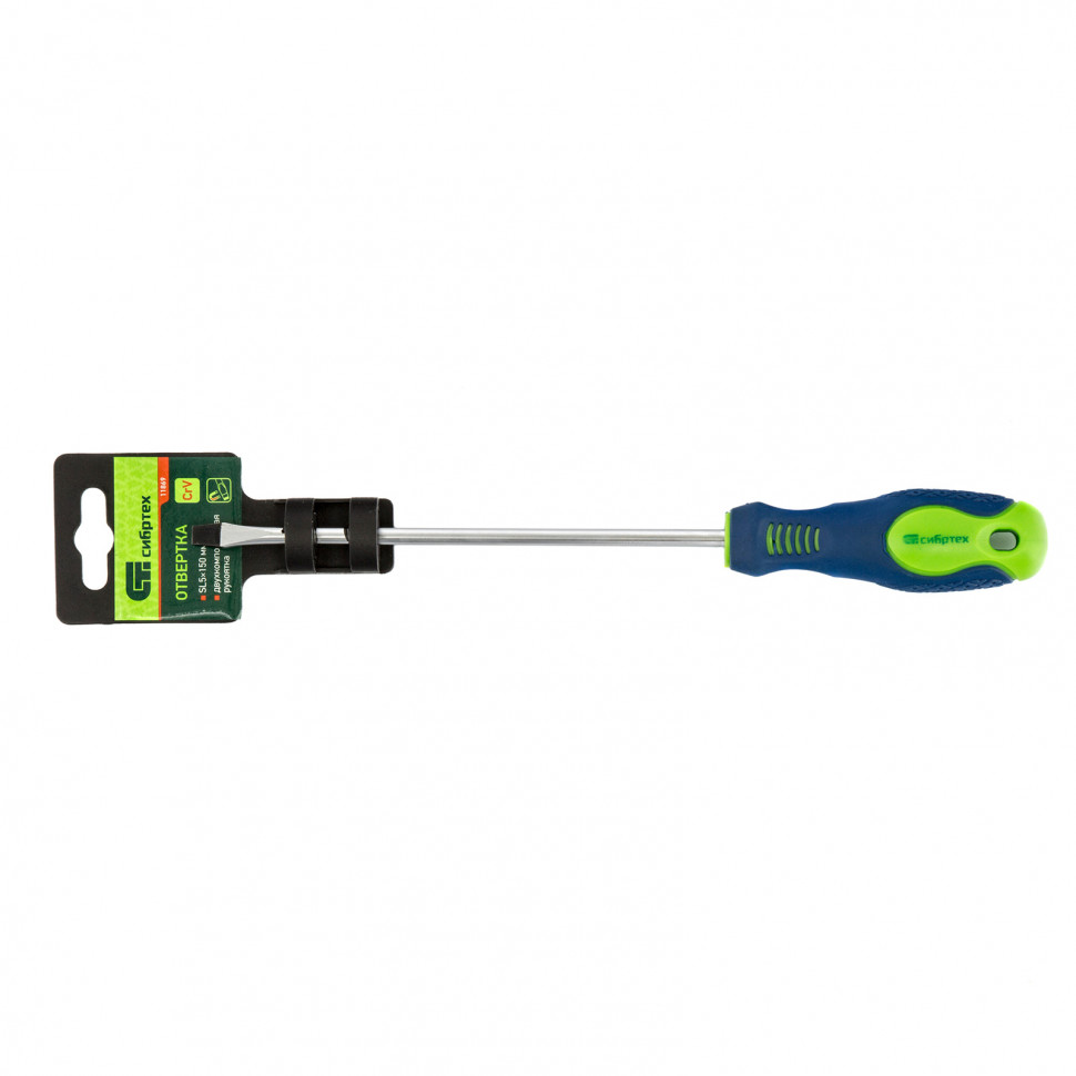 Отвертка, SL5 х 150 мм, CrV, двухкомпонентная рукоятка Сибртех (11869)