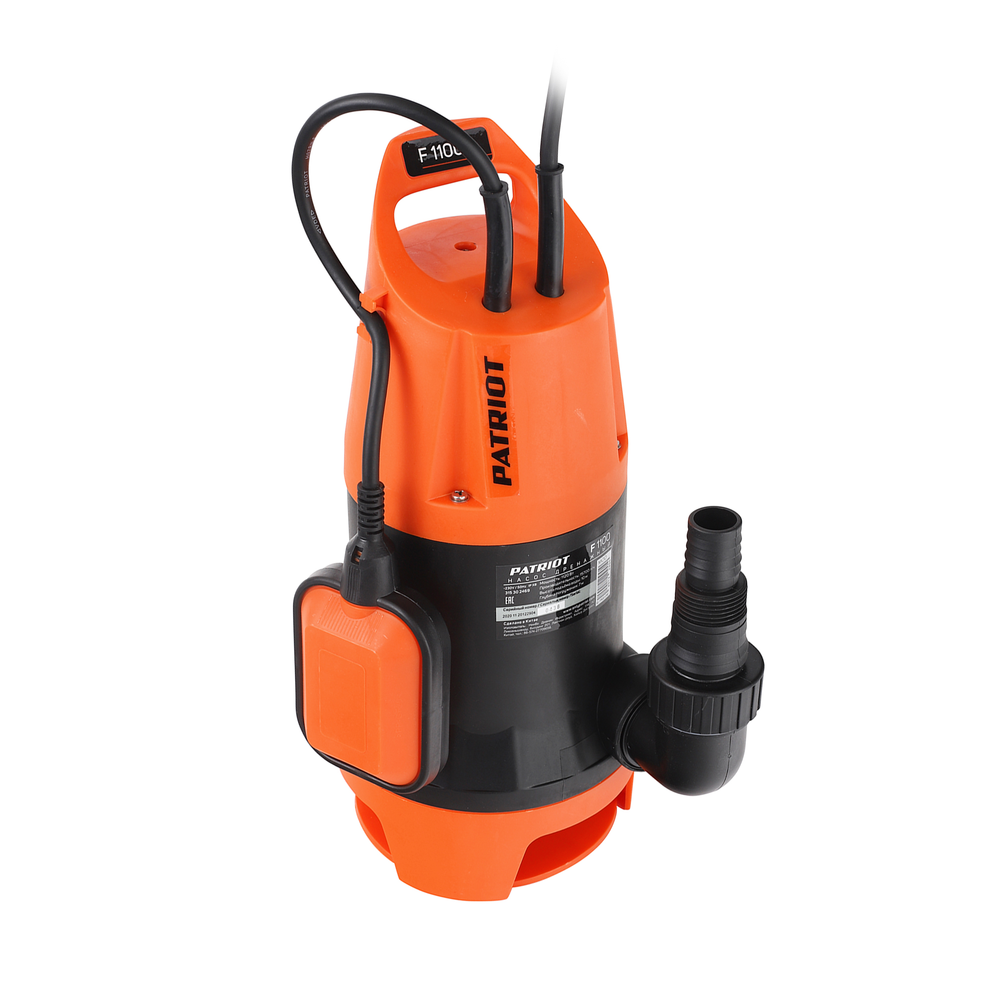 Насос дренажный f-1100  1120 вт (для грязной воды) (1/4) "patriot" 315302469