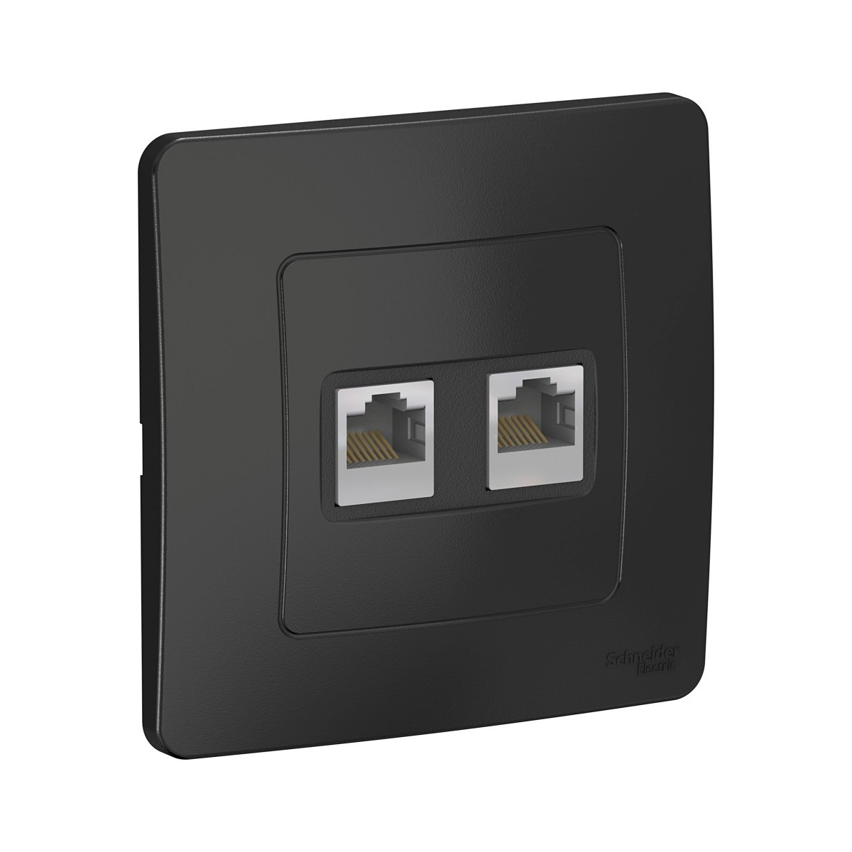 Розетка компьютерная "blanca" 2-х местн. rj45, антрацит (1/10/20) "schneider"